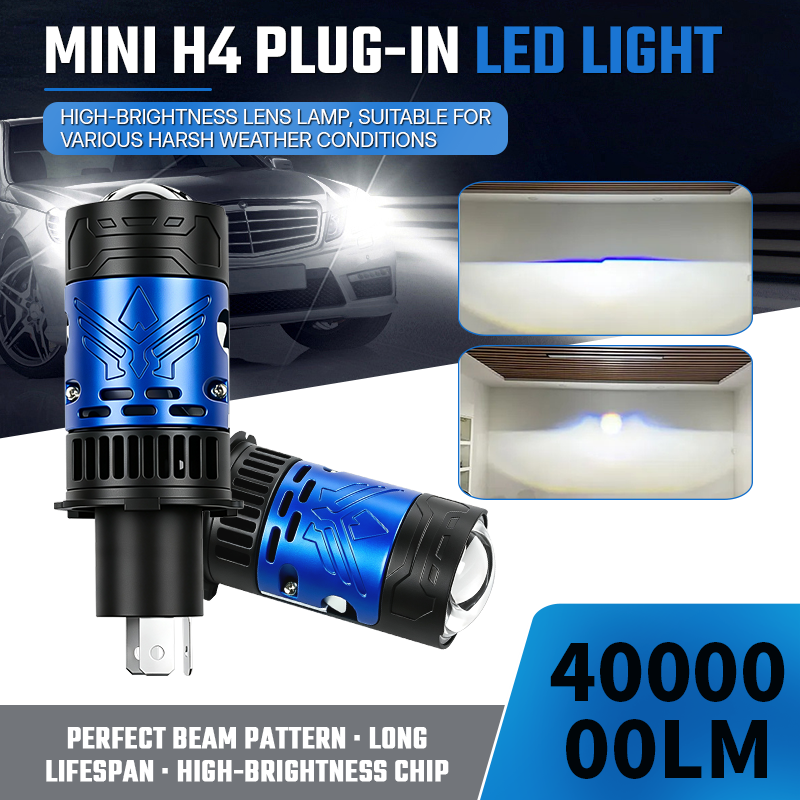 Projetor de farol LED H4/9003/HB2 de alta potência com lente Canbus, luz intensa 35000LM, resfriamento turbo com