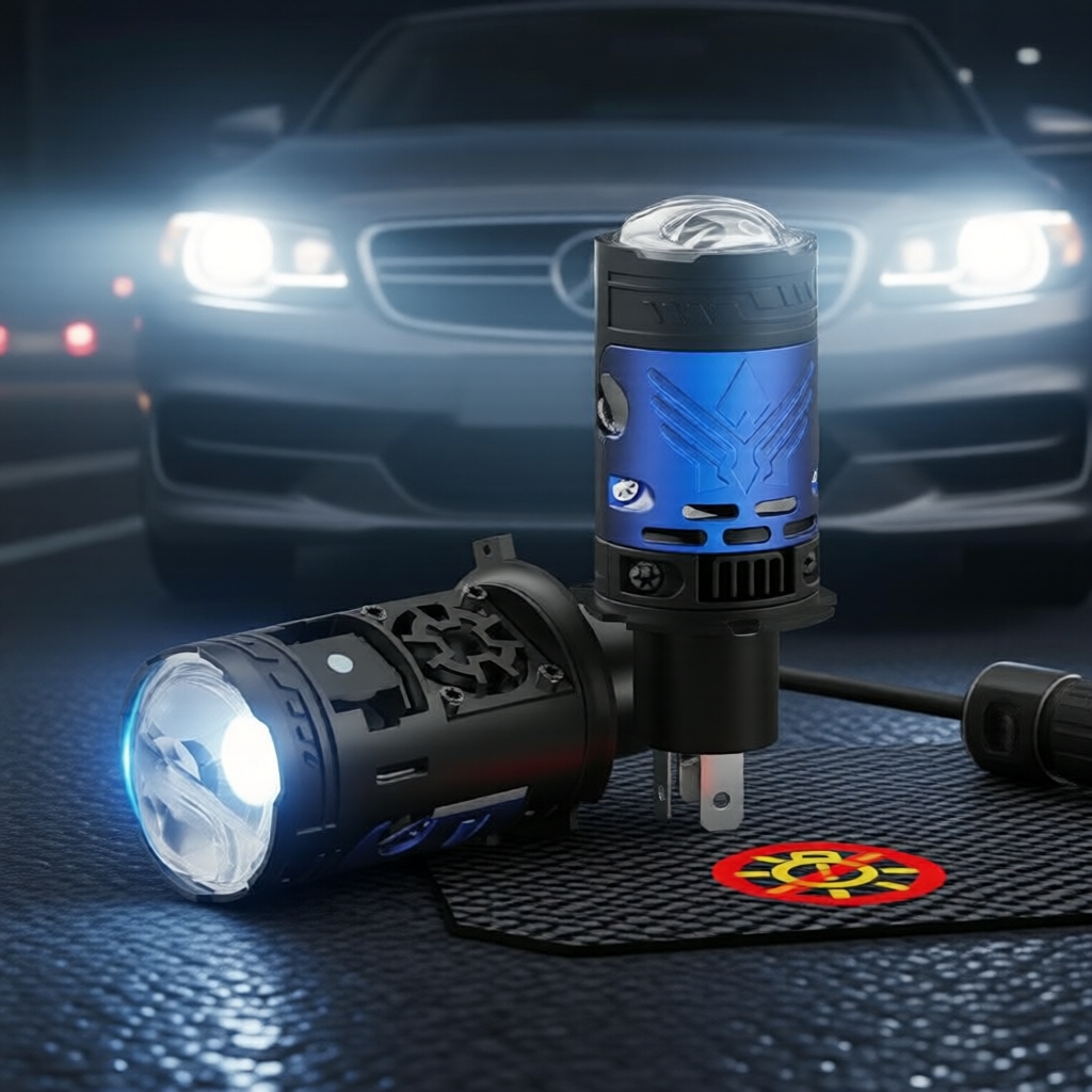Projetor de farol LED H4 9003 HB2, lente 120W 35000LM, com resfriamento turbo e feixe alto/baixo, Canbus, para carros e