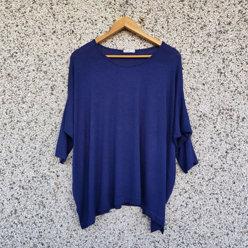 Blusa manga morcego azul-marinho | 42 (Brechó)