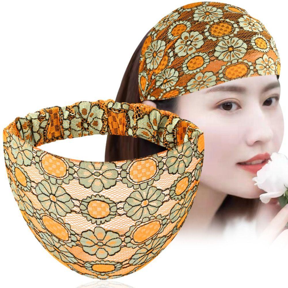 FTARLY Malha Flor Bandana , Argola De Cabelo Oco Rendas Hairbands , Estilo Coreano Cocar Lado Largo Cabeça Envoltório