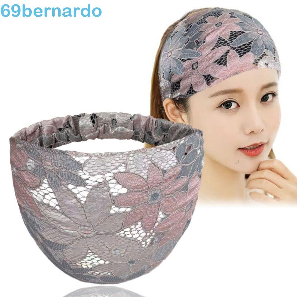 BERNARDO Malha Flor Bandana , Argola De Cabelo Oco Rendas Hairbands , Antiderrapante Elástico Cocar Lado Largo Cabeça En