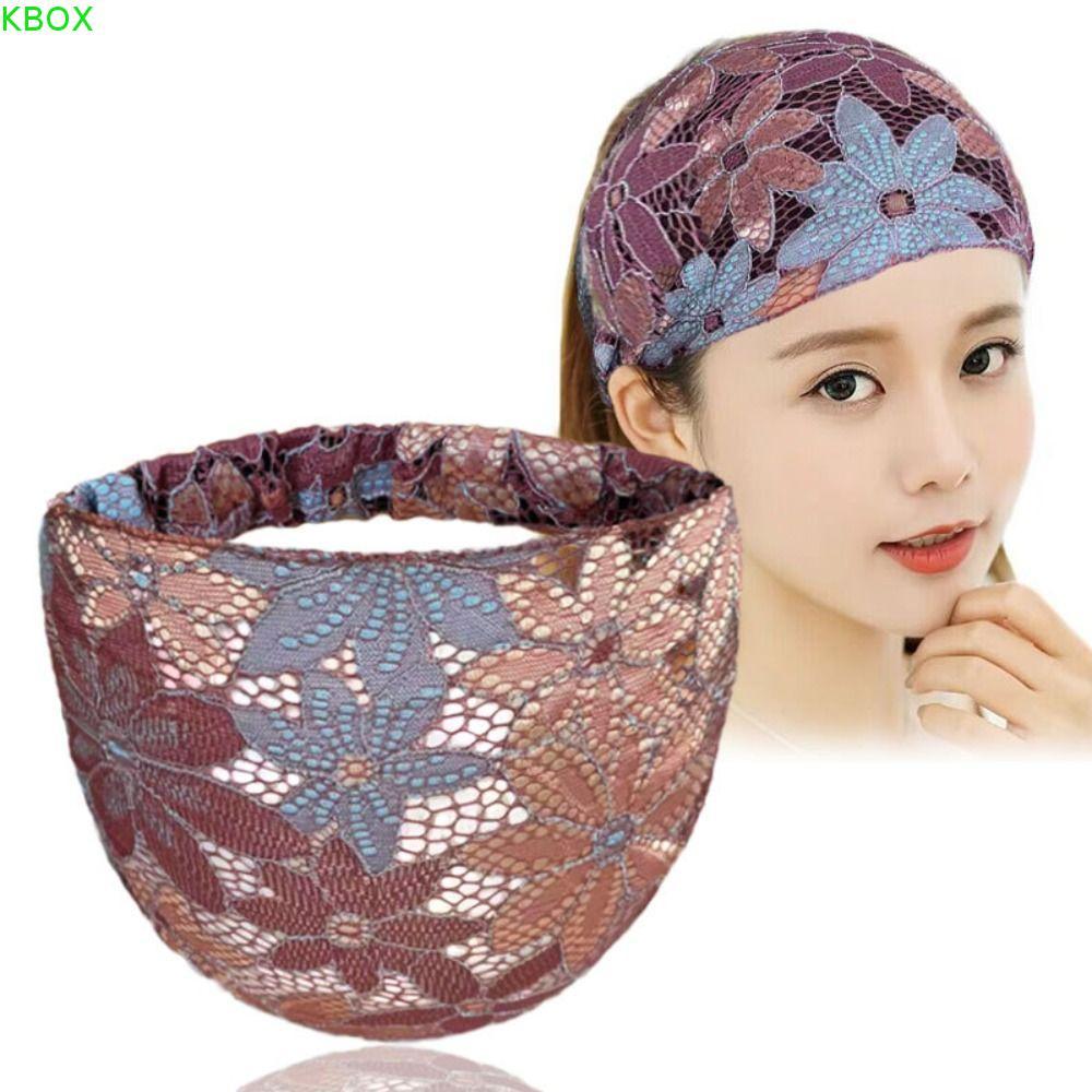 KBOX Malha Flor Bandana , Antiderrapante Oco Rendas Hairbands , Cocar Estilo Coreano Lado Largo Cabeça Envoltório