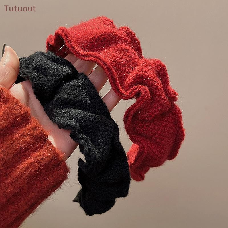 TUTU Retro Vermelho ck Fio De Malha s Feminino Hairband Meninas Moldura De Cabelo Largo Elasticidade Acolchoado Cocar Mo