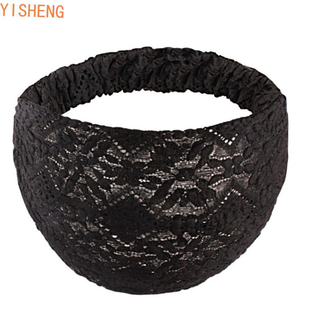 YISHENG Malha Flor Bandana , Oco Estilo Coreano Rendas Hairbands , Antiderrapante Cocar Lado Largo Cabeça Envoltório