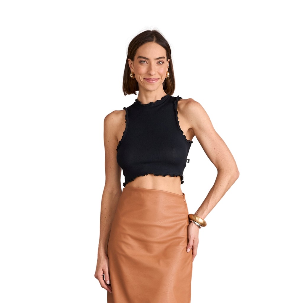 Cropped Ribana Elegante com detalhe Frufru KO3584-C1