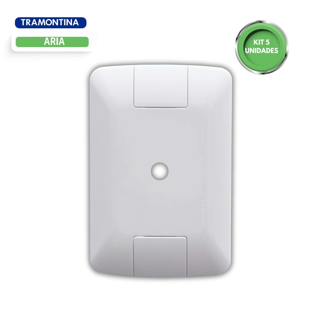 Placa com 1 Furo 9,5 mm 4x2 Tramontina Aria Branca Kit 05 Unidades