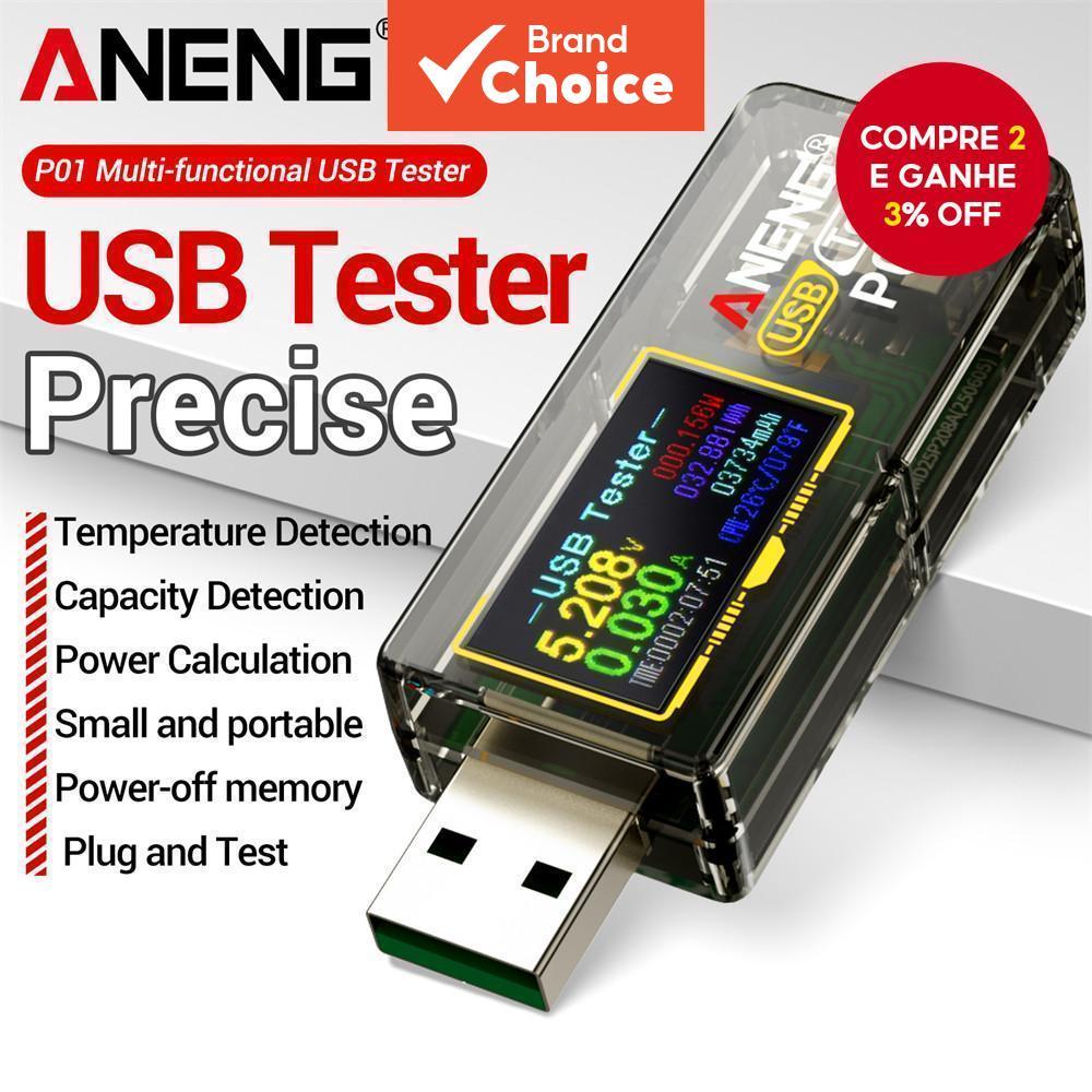 ANENG P01 USB Testador De Energia De Corrente De Tensão De Alta Precisão Medidor Multifuncional De Monitoramento Digital