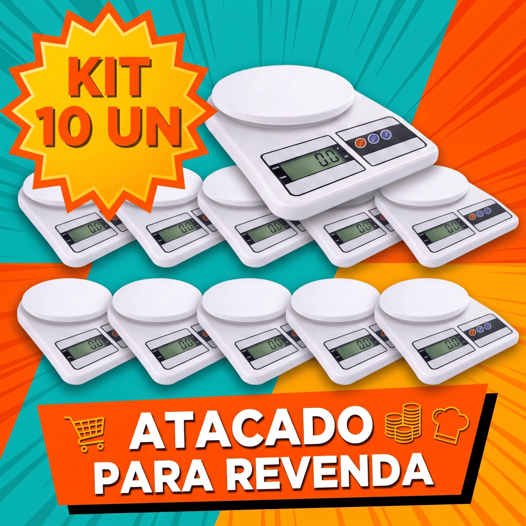 Kit 10 Balança Digital Cozinha 10kg Atacado Revenda Alta Precisão 1g Função Tara Nutrição Dieta Balança Eletrônica