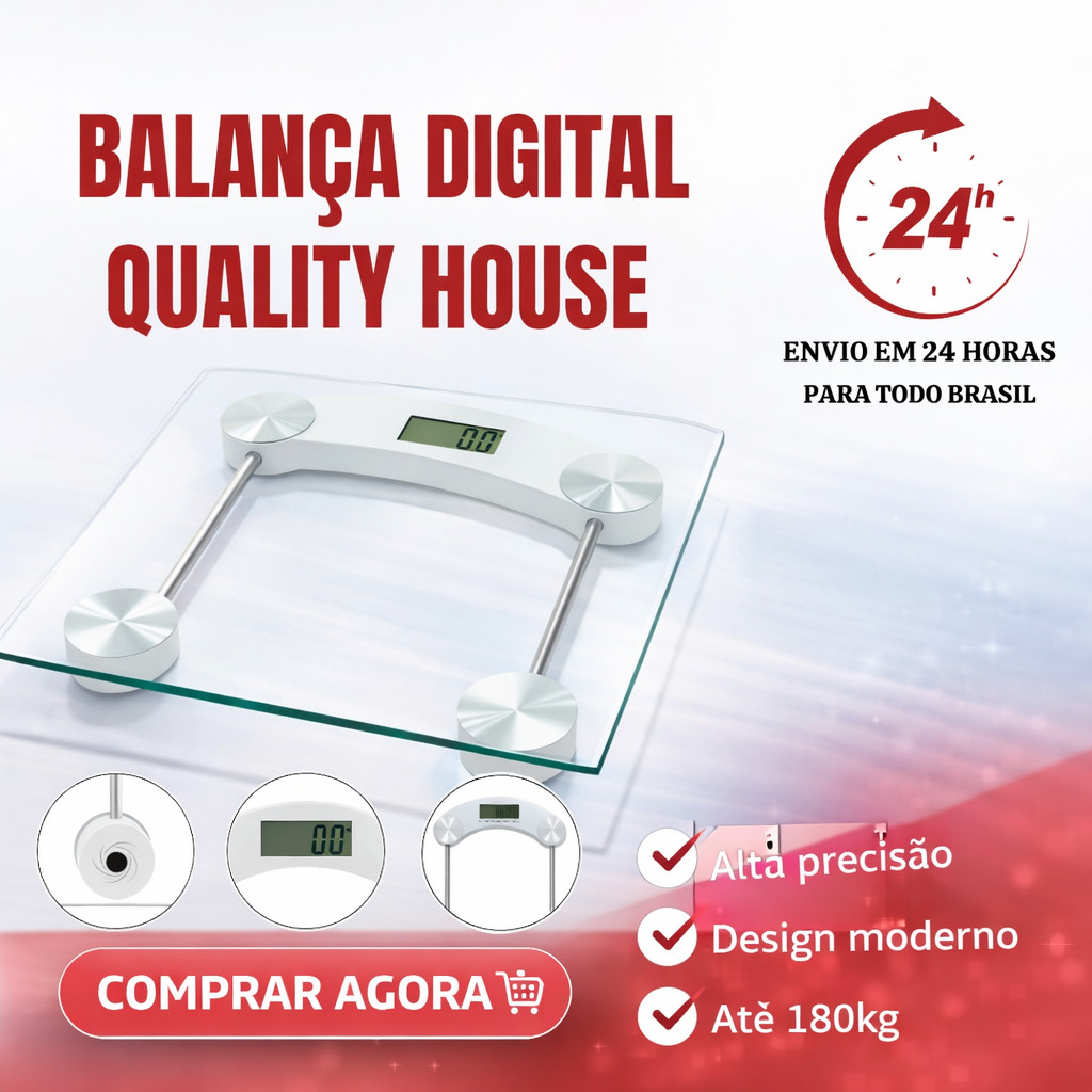 Balança Digital Vidro Suporta 180k Alta Precisao
