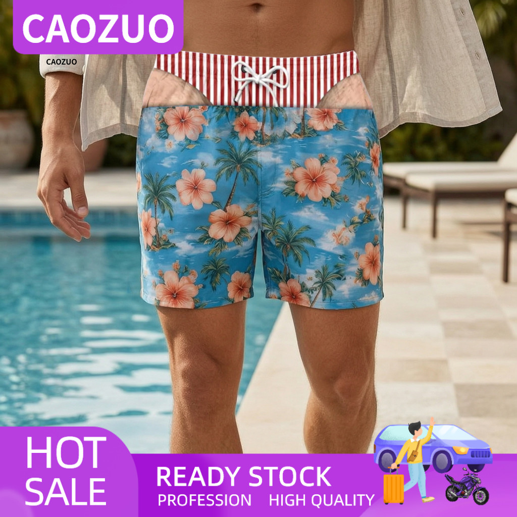 Comfortable Elastic Waist Shorts Summer Party Swimming Outfits Men's Funny 3d Hairy Legs Swim Prank Beach Trunks Unique