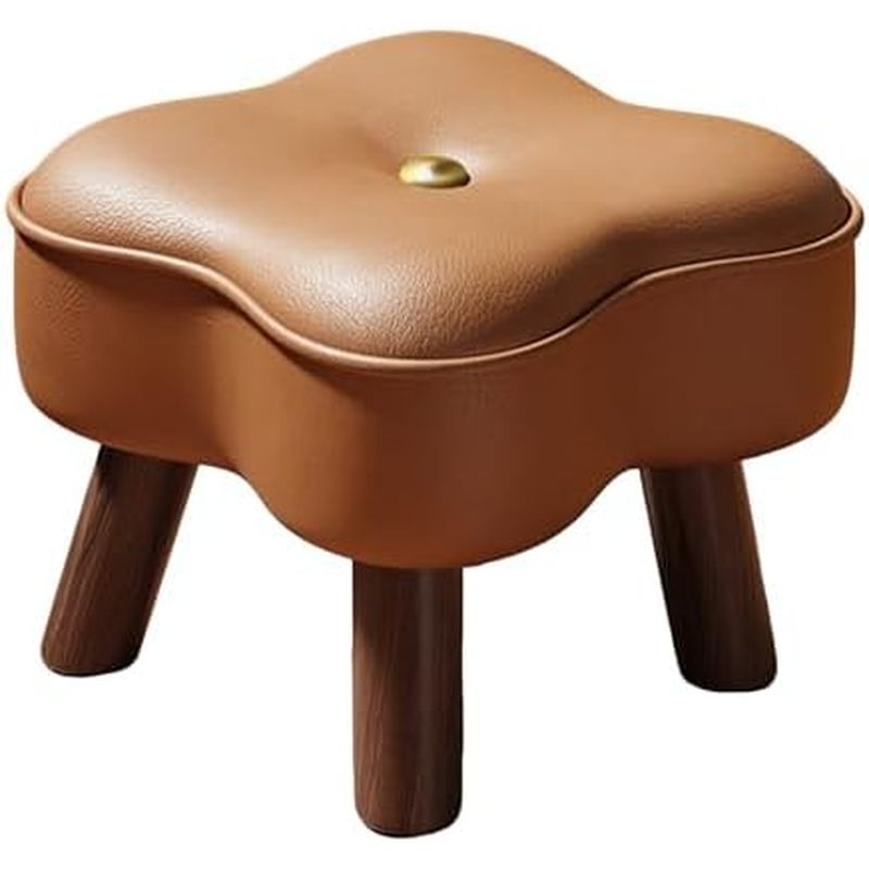 Compact Upholstered Footrest, Stylish Shoe Bench with Synthetic Leather Cushion, Perfect for Entryway, Living Room, and