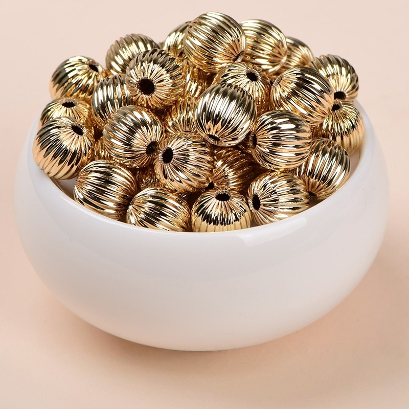 Contas banhadas a ouro de cobre importado, contas de abóbora, de lanterna, pulseira diy, contas espaçadoras, aces