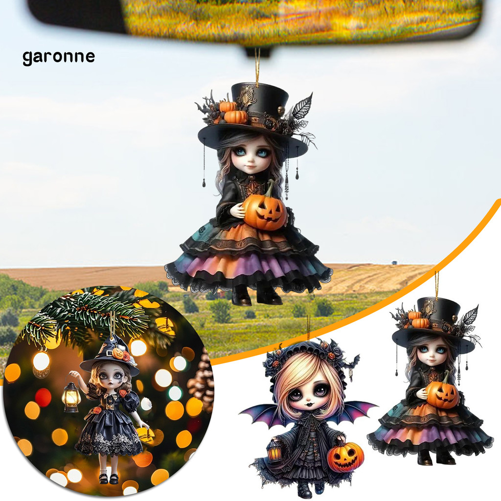 GA-Halloween Bruxa Pingente De Carro Lanternas De Abóbora Elementos De Morcego Espelho Retrovisor Ornamento Gótico Acess