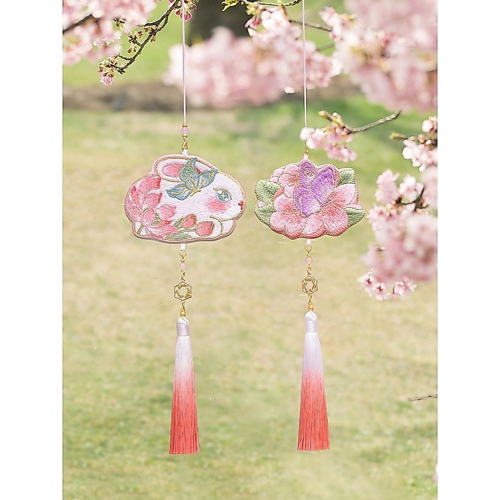 [Jinxi Pavilion] Presentes do Festival do Meio Outono Qianli Saquinho Bordado Jade Coelho Flor Lanterna Hanfu Bolsa Aces