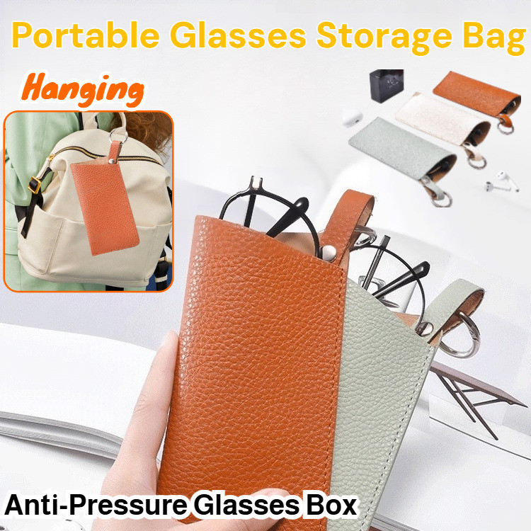 【Design Compacto】[Scratch-Proof Design] Estojo De Óculos Em Couro/Bolsa De Óculos/Organizador