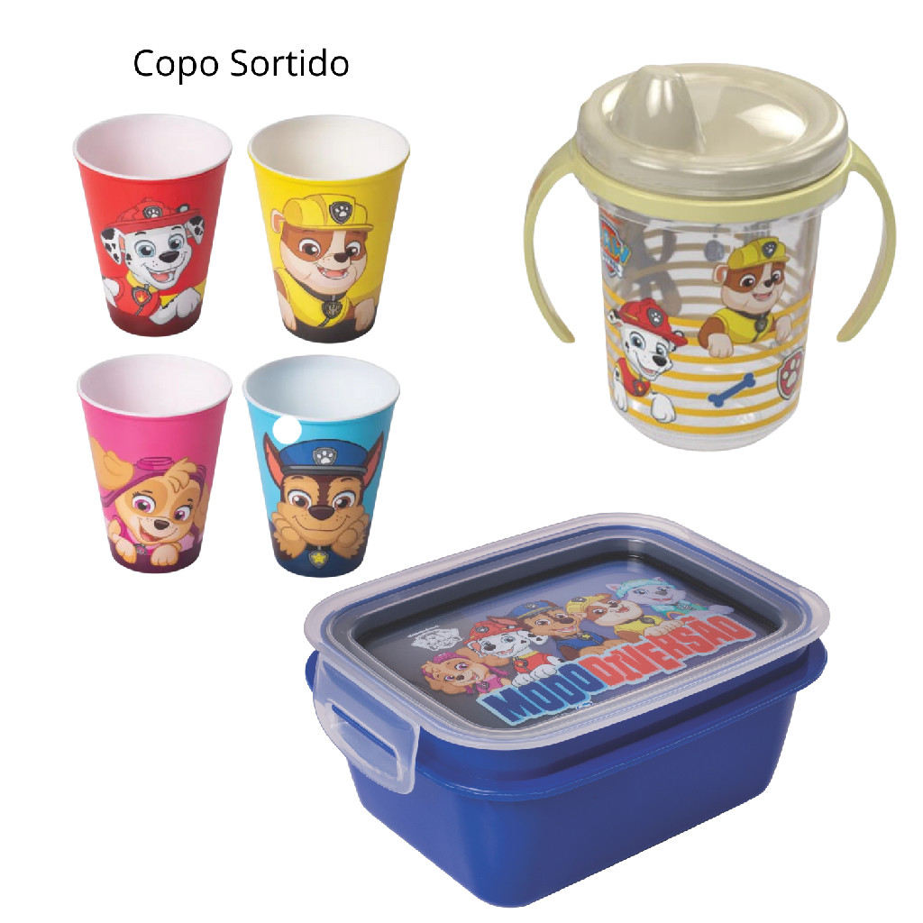 Marmita Infantil Com Caneca E Copo Trio Patrulha Canina Peppa Pig