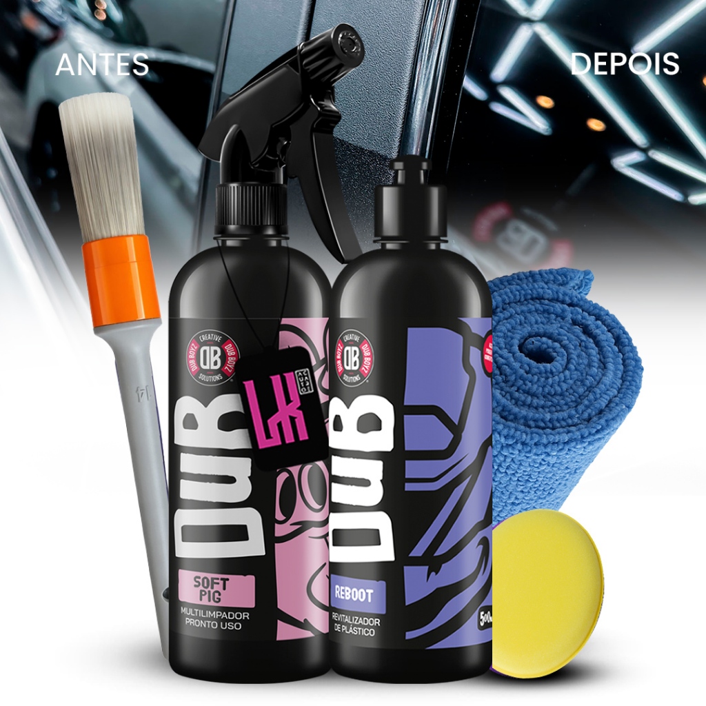 Soft Pig Reboot 500ml Dub Boyz Kit Limpa Revitaliza Plastico Queimado Parachoque