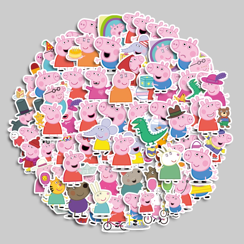 80 Peças De Adesivos Peppa Pig – Decalques Washi Fofos Para Scrapbooking , Laptop E Artesanato DIY