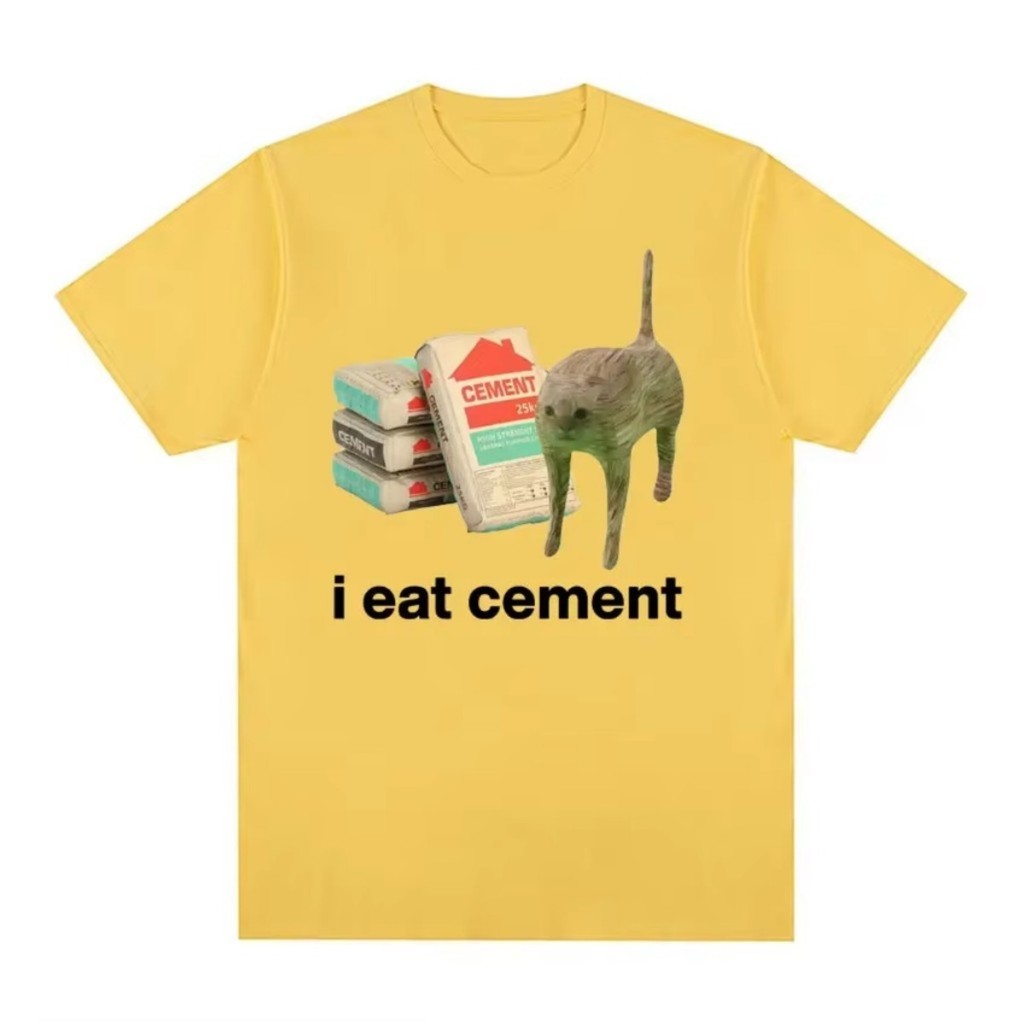 Camiseta Meme Gato Camisa I Eat Cement Blusa casual Entrega Rápida 100% Algodão Plus Size Unissex