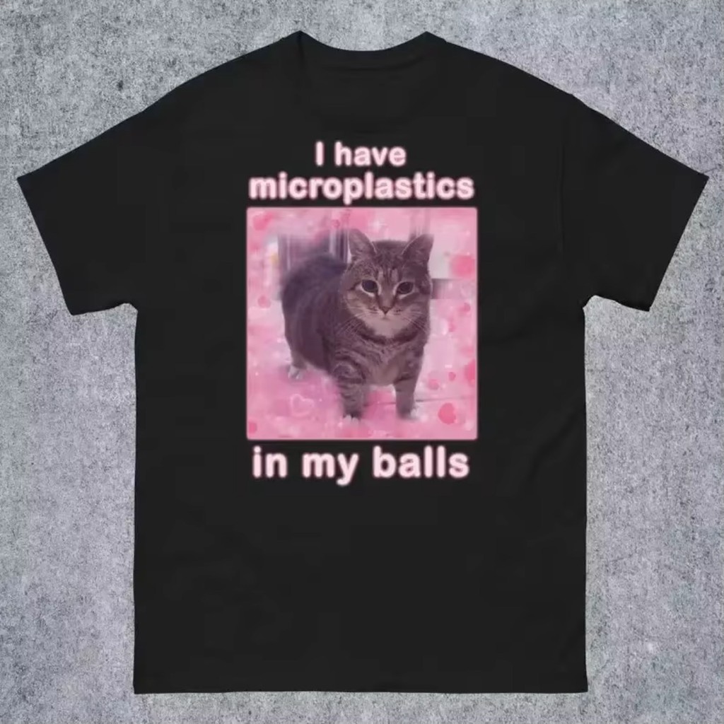 Camiseta I Have Microplastiics Gato Engraçado Meme Irônicos Streewear Unissex