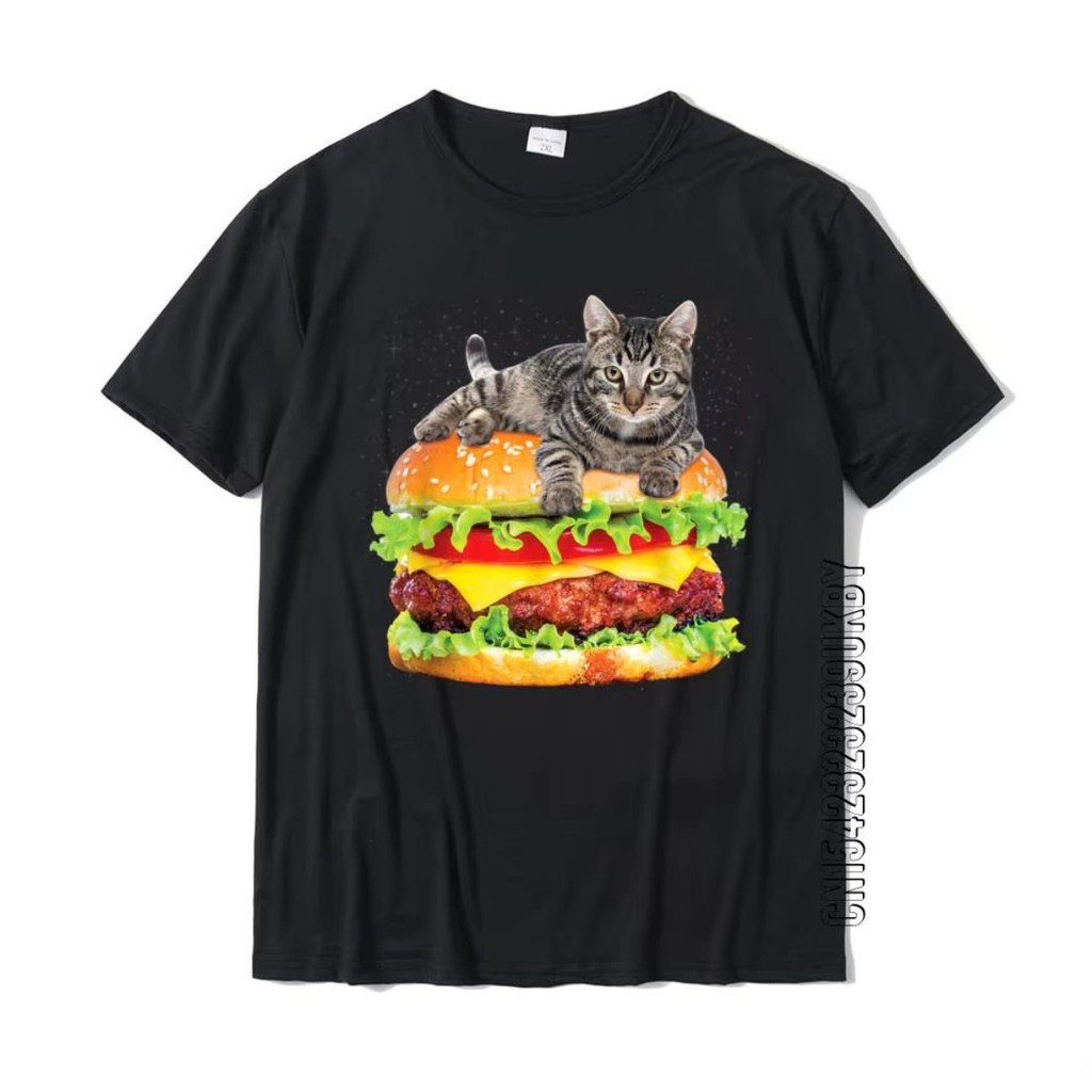 Camiseta Gato Hambúrguer Sanduiche Camisa Engraçada Meme Blusa Streetwear Premium Envio Rápido