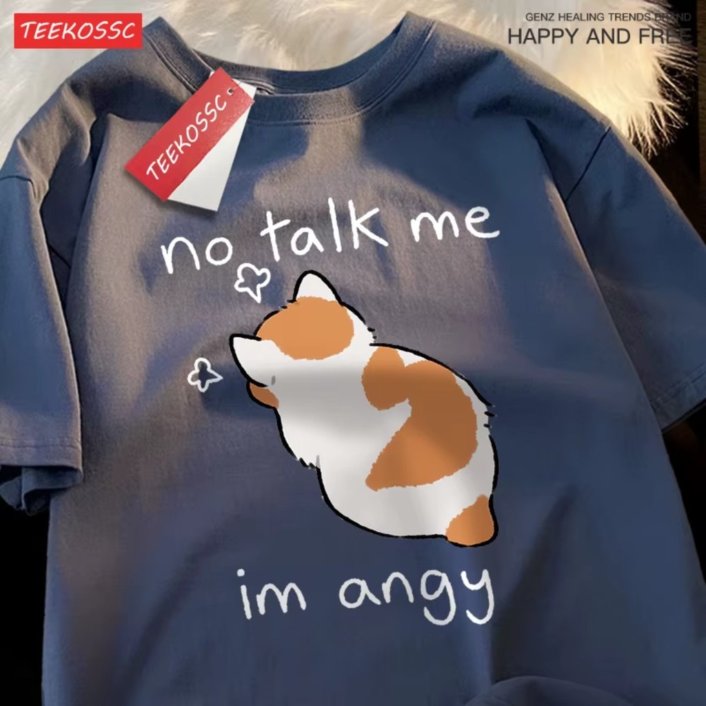 Camiseta Gato Not Talk Me I'm angy irritado Camisa harajuku algodão Blusa Plus Size Envio Rápido