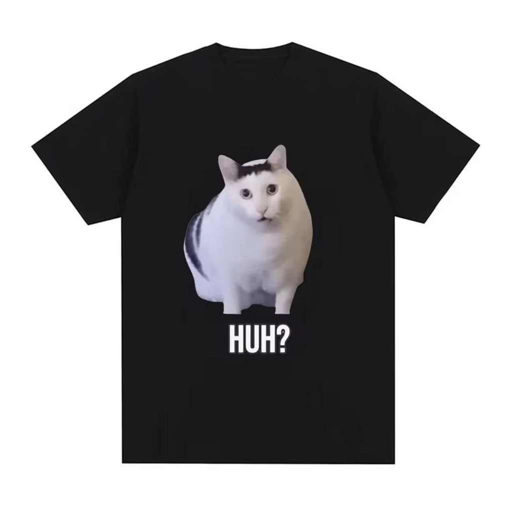 Camiseta Casual Estampada Ideal para Rolês e Dia a Dia Gato Huh? Engraçado Meme 100% Algodão