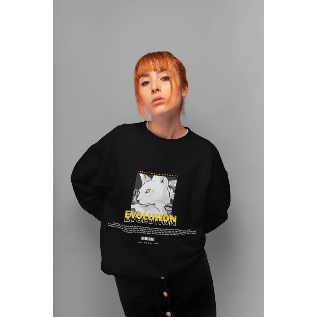 Moletom Careca Unissex ´´Evolution´´ Blusa de Frio- Gato- Feminina Masculina- oversized stretwear