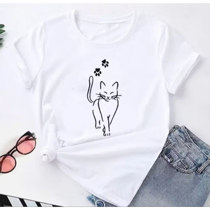 T-shirt Blusa Feminina Linda Patas De Gato Camiseta Camisa