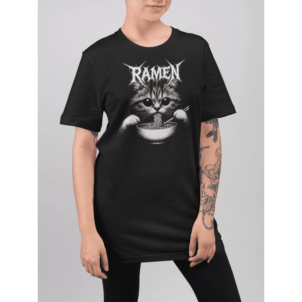 Camiseta feminina masculina Ramen gato tematica unissex algodão