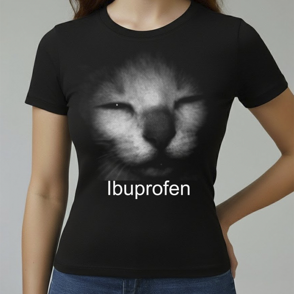 Camiseta Baby Look Feminina Algodão Conforto Qualidade Estampada Gato Meme Tamanho P ao GG