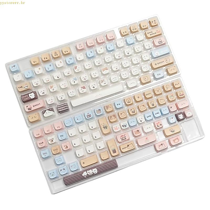 YYS PBT Keycaps Tema Gatinho Sal Marinho MAO Height Keycap Set 140 Teclas Para Atualização Teclado