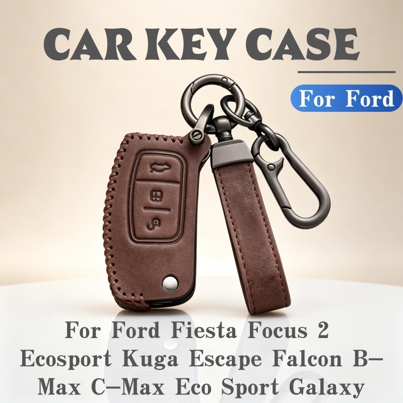 Capa De Couro Dobrável Para Chave De Carro , Porta-Chaves Ford Fiesta Focus 2 Ecosport Kuga Escape Falcon B-Max C Eco Sp