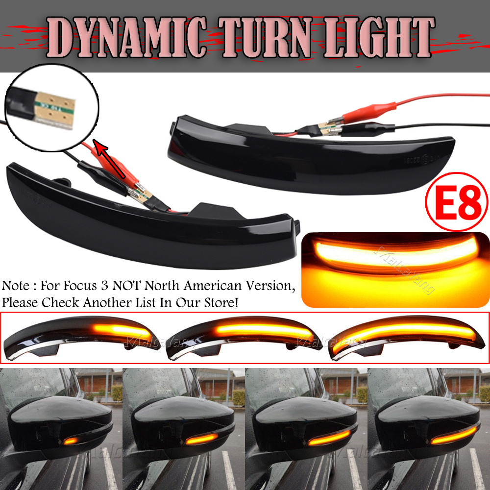 2X LED Dinâmico Sinal De Volta Luz Espelho Lateral Indicador Pisca Para Ford Kuga Escape C520 EcoSport 13-18 Foco 3 MK3