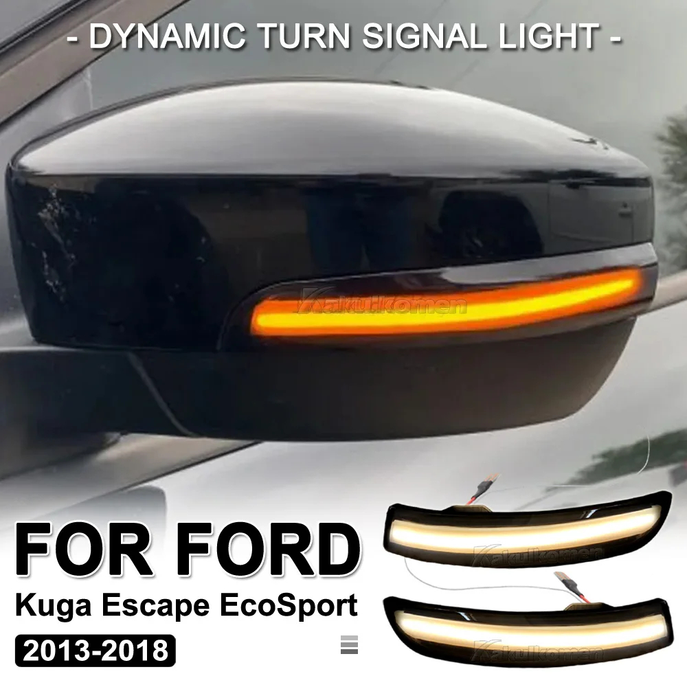 Luz de sinalização dinâmica de giro de Flash LED Adequada para o Ford Kuga Escape EcoSport 2013-2019 Focus 3 MK3 SE ST RS Indicador de espelho lateral