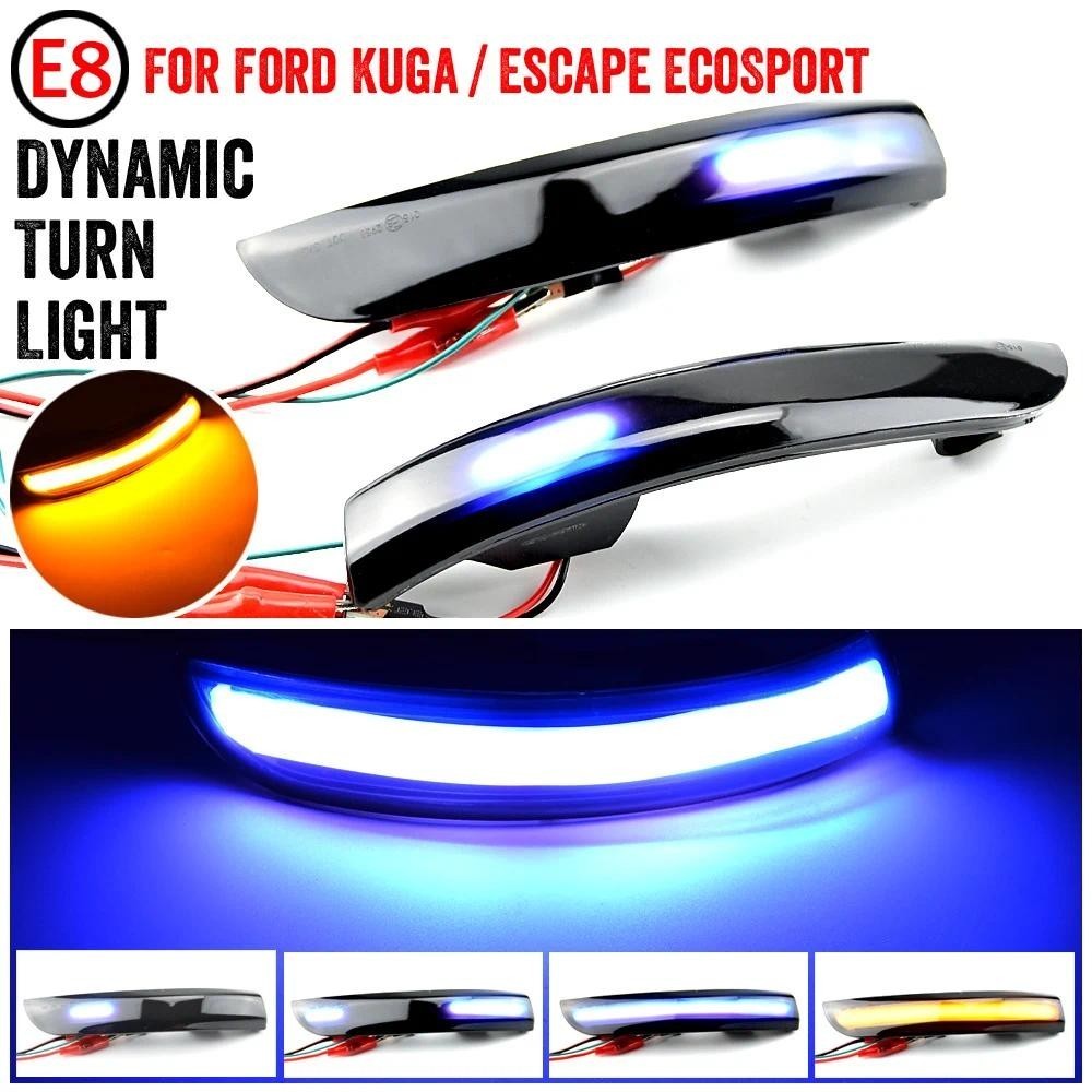 LED Dinâmico Sinal De Volta Luz Fluindo Água Pisca Piscando Para Ford Kuga Escape EcoSport 2013 2014 2015 2016 2017 2018
