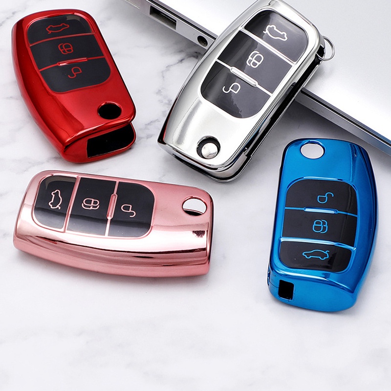 Macio TPU Para Ford Focus Fiesta Capa De Teclado Mk3 3 escape Ecosport Titânio 2014 Kuga Escort Virar A Da Chave Dobrável