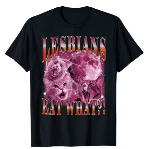 Camiseta Camisa Blusa Algodão Unissex Funny Gay Pride Lesbians Eat What Graphic