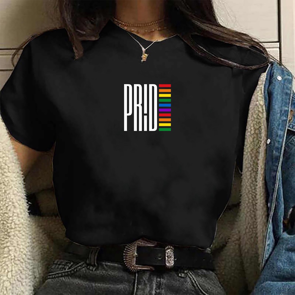 Camiseta Feminina Pride Orgulho Gay Blusa estampada preta de algodão