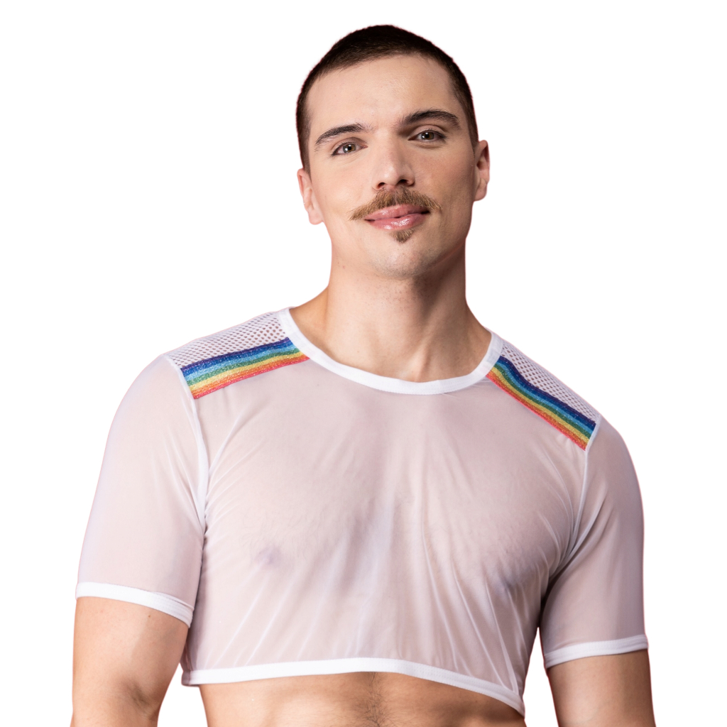 Camiseta Cropped de Tule Luxo Pride Parade Unissex LGBT