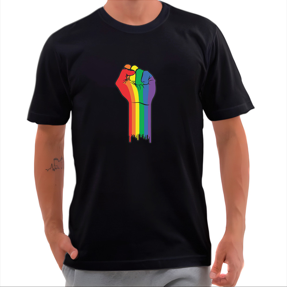 Camiseta Estampada Pride Arco-Iris Power 100% algodao 30.1 Movimento Lindo