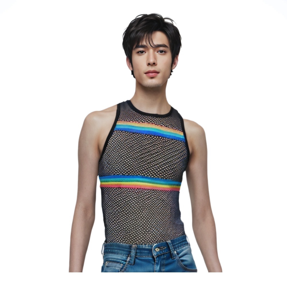 Camiseta Regata Arrastão Pride Preta Gay LGBT ElleAma
