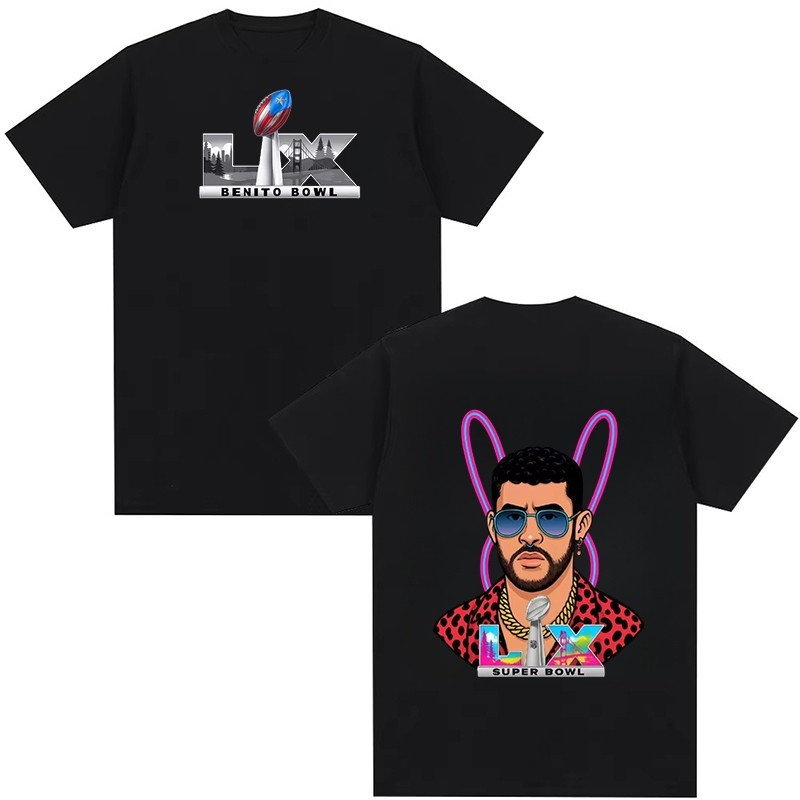Camiseta 100% Algodão Bad Bunny Super Bowl LIX Puerto Ricano Pride