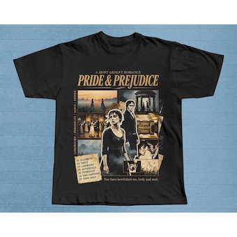 Camiseta Masculina Estampa Pride and Prejudice Moderna Atemporal Estilosa Tema Literário Casual