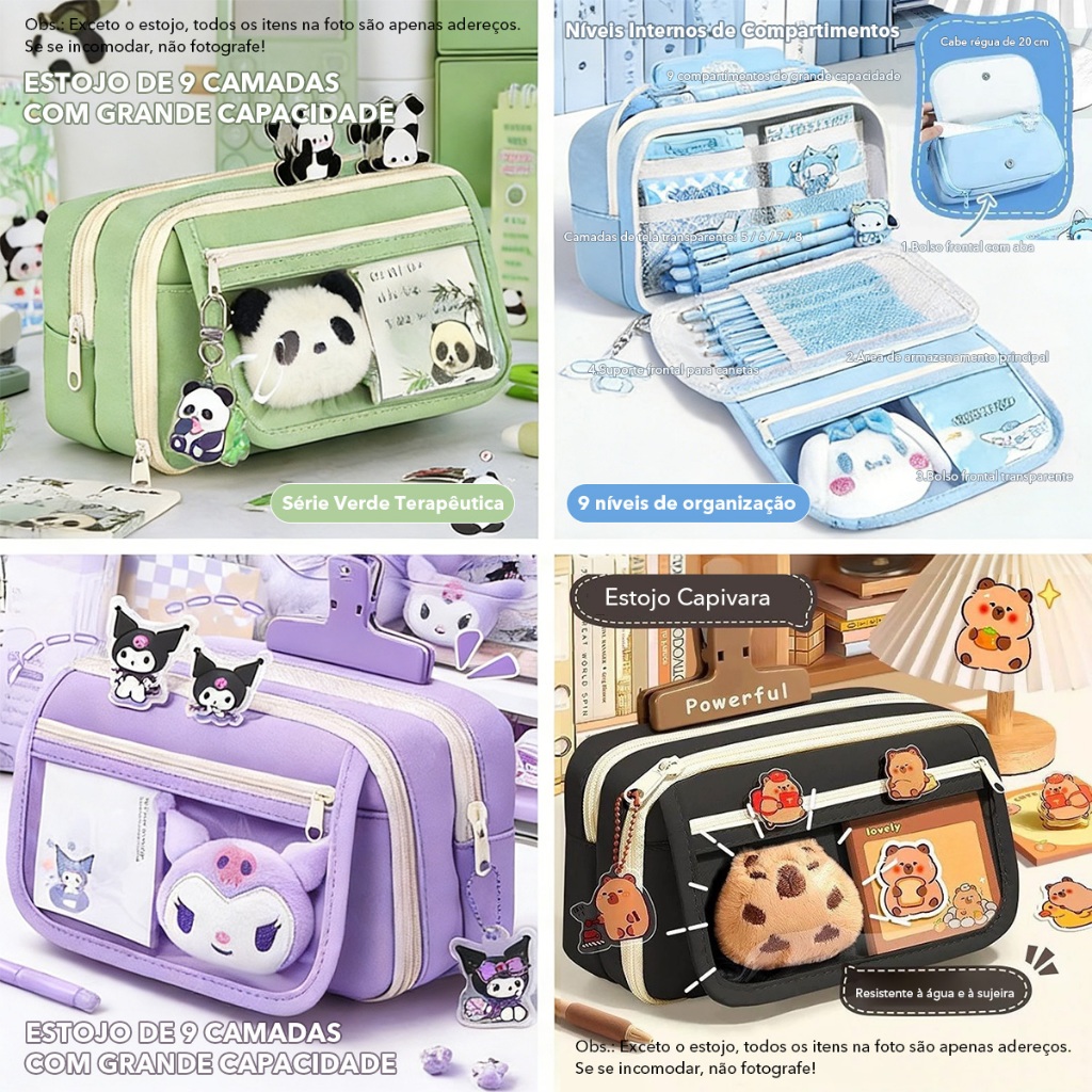 Bolsa Lápis DIBEE Adesivos Grátis Estojo Transparente Estudante Estojo com 5 Adesivos Decorativos Grátis para