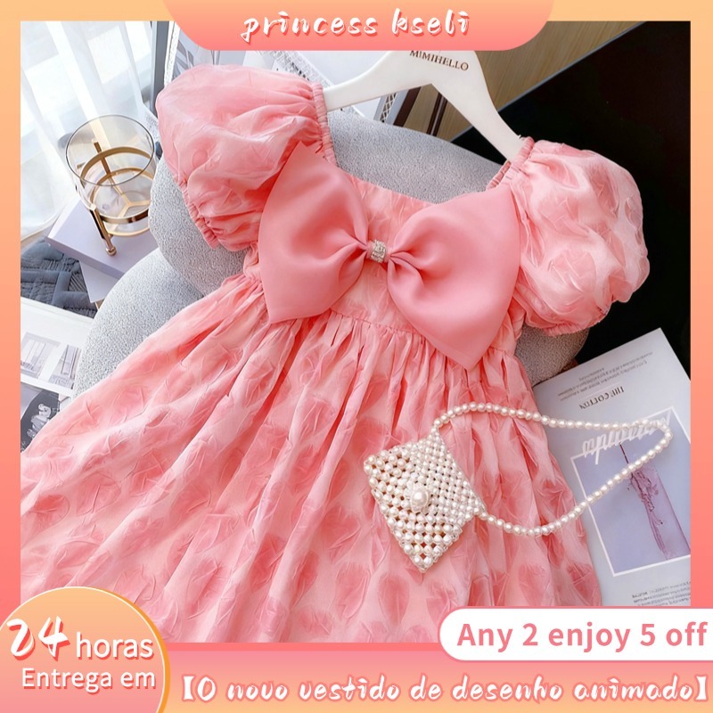 Vestido Elegante De Princesa Borboleta Para Meninas De 1 A 10 Anos , De Festa Transparente Estilo Coreano , Roupa De Mod