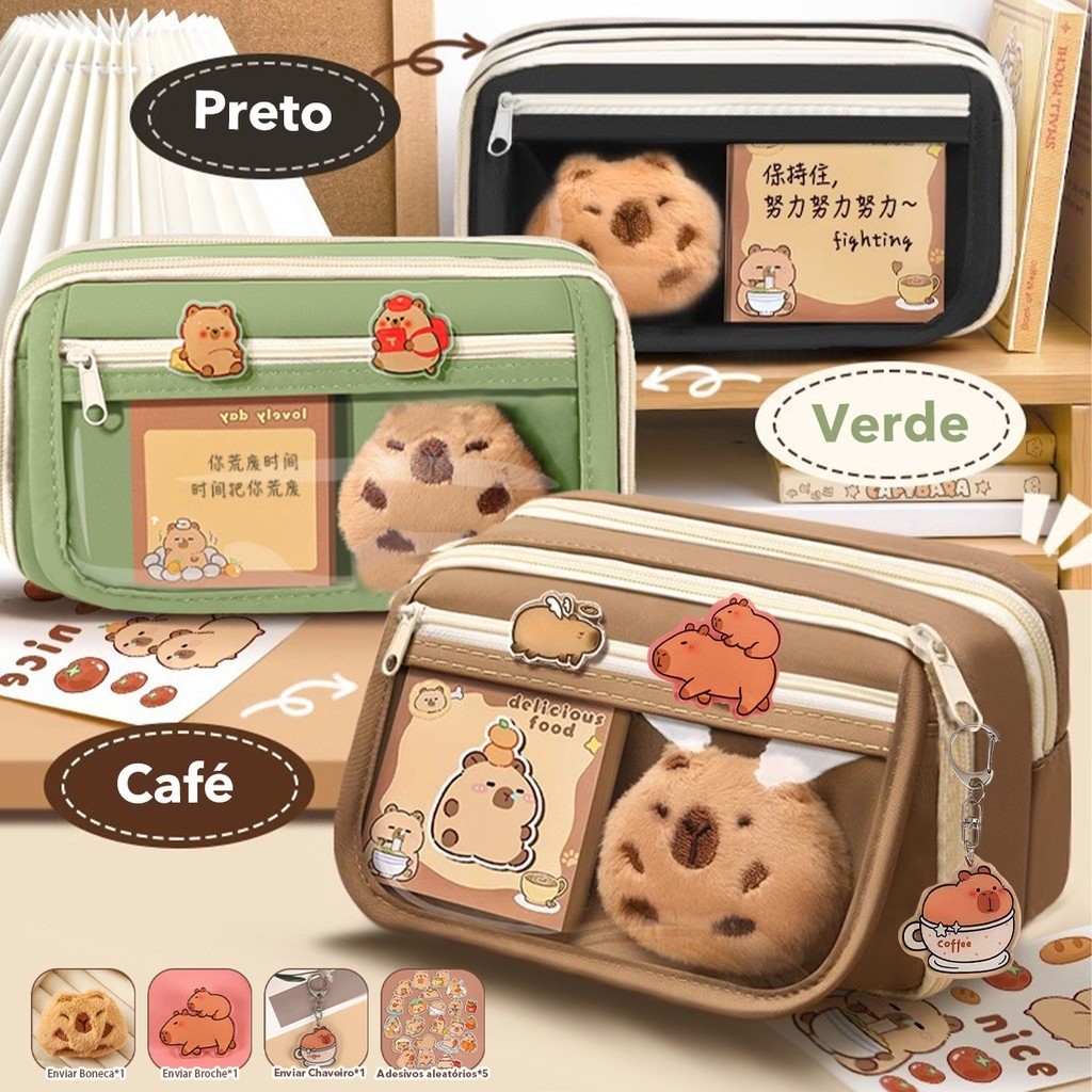 DIBEE Bolsa De Lápis Transparente Super Grande-Estojo De Lona À Prova D'água Estilo Coreano