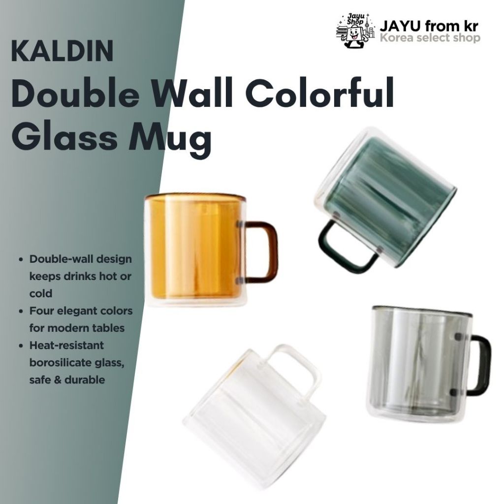 [KALDIN] Caneca De Vidro Colorida De Parede Dupla 1P (400ml , 4 Cores)/Copo