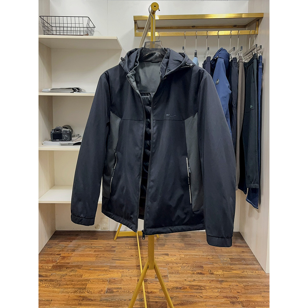 [Yajia] Combinação de cores em estilo ocidental!Leve, mantenha aquecido!Jaqueta masculina leve com capuz e etiqueta de c