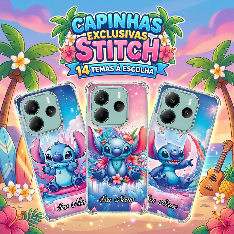 Capa Capinha REDMI NOTE 14 PRO 13 PLUS 12 TURBO 11 10 10S 9T 9S 14C Anti-impacto Personalizada tema geek STITCH